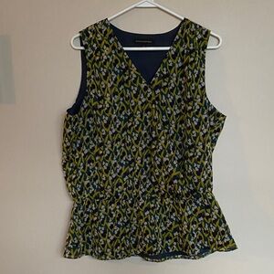 Banana Republic Green and Blue Patterned Blouse